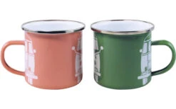 VW Collection T1 Bus Emaille Tassen Set 2 Stück 350 Ml Grün / Rosa -MetalTextic Geschaft 410210 2980349