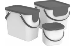 Rotho Albula Recycling Müllsystem 25 Liter Cappuccino -MetalTextic Geschaft 489477 3317696