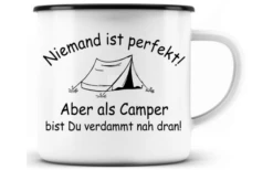Just Camper Emaille Tasse Niemand Ist Perfekt