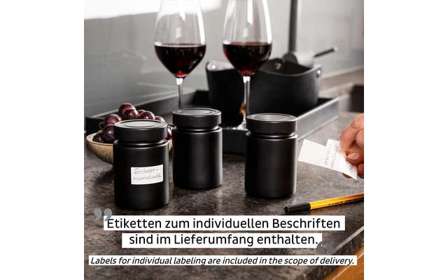 Silwy® Feinkost-Magnetgläser ALL BLACK (192 Ml) 3er-Set Inkl. Metallleiste 5 Silwy® Feinkost-Magnetgläser ALL BLACK (192 Ml) 3er-Set Inkl. Metallleiste – Bild 3