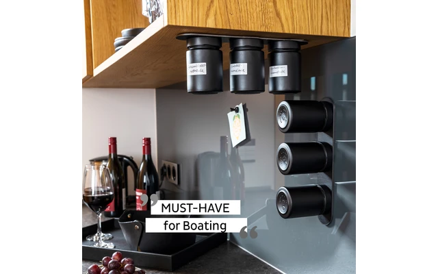 Silwy® Feinkost-Magnetgläser ALL BLACK (192 Ml) 3er-Set Inkl. Metallleiste 8 Silwy® Feinkost-Magnetgläser ALL BLACK (192 Ml) 3er-Set Inkl. Metallleiste – Bild 6