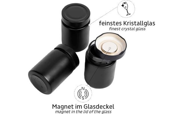 Silwy® Feinkost-Magnetgläser ALL BLACK (192 Ml) 3er-Set Inkl. Metallleiste 4 Silwy® Feinkost-Magnetgläser ALL BLACK (192 Ml) 3er-Set Inkl. Metallleiste – Bild 2